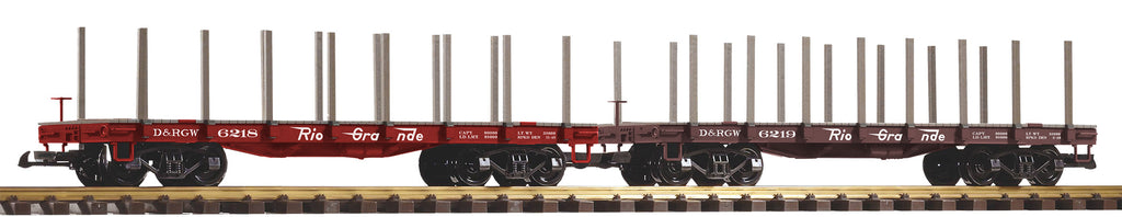 Piko 38797 G Denver & Rio Grande Western Flatcar with Stakes (Set of 2)