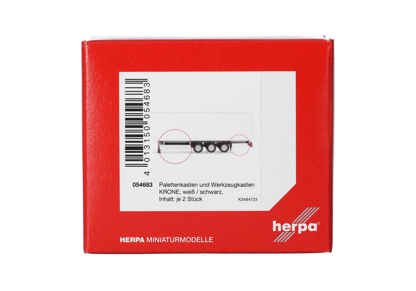 Herpa 054683 1:87 White and Black KRONE Pallet and Storage Box (Set of 2)