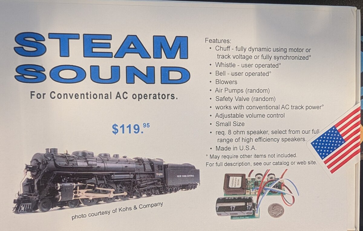 Dallee 1008 AC G Scale NYC Steam Sound For Conventional DC Operators