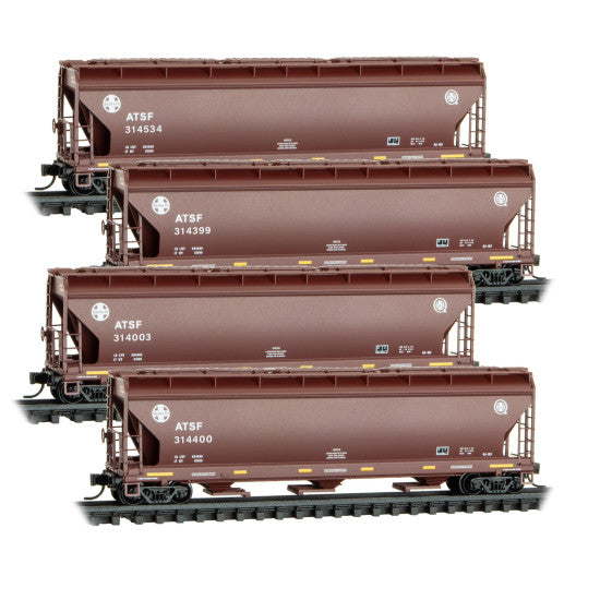 Micro-Trains 98300237 N Scale ATSF 3-Bay Covered Hopper Set (Set of 4) NIB