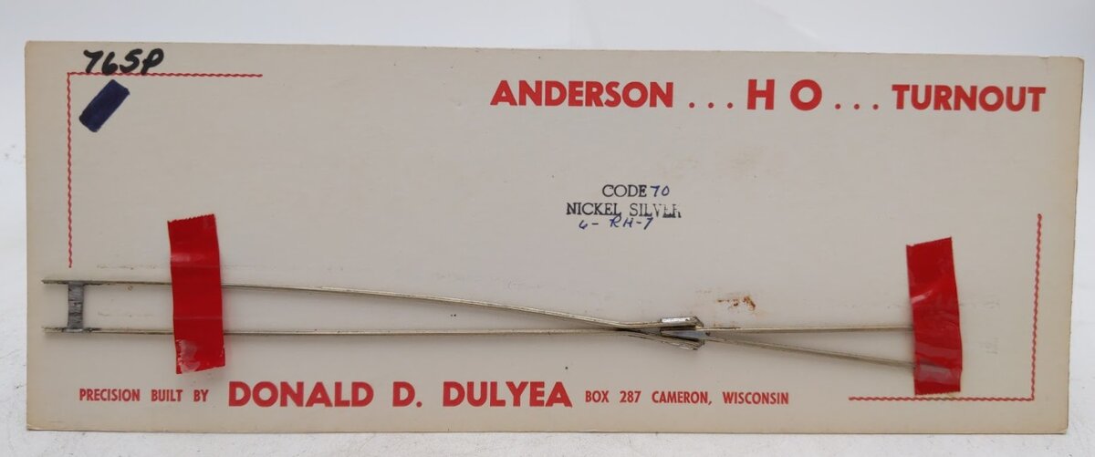 Acme 765P By Anderson HO Turnout Code 70 Nickel Silver 6-RH-7