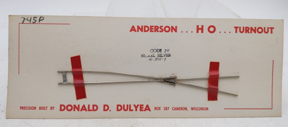 Acme 745P By Anderson HO Turnout Code 70 Nickel Silver 4-RH-7