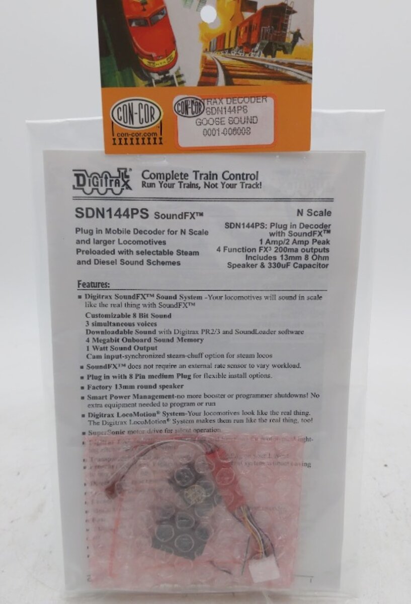 Con-Cor 0001-006008 N Scale Digitrax Decoder SDN144PS Goose Sound FX