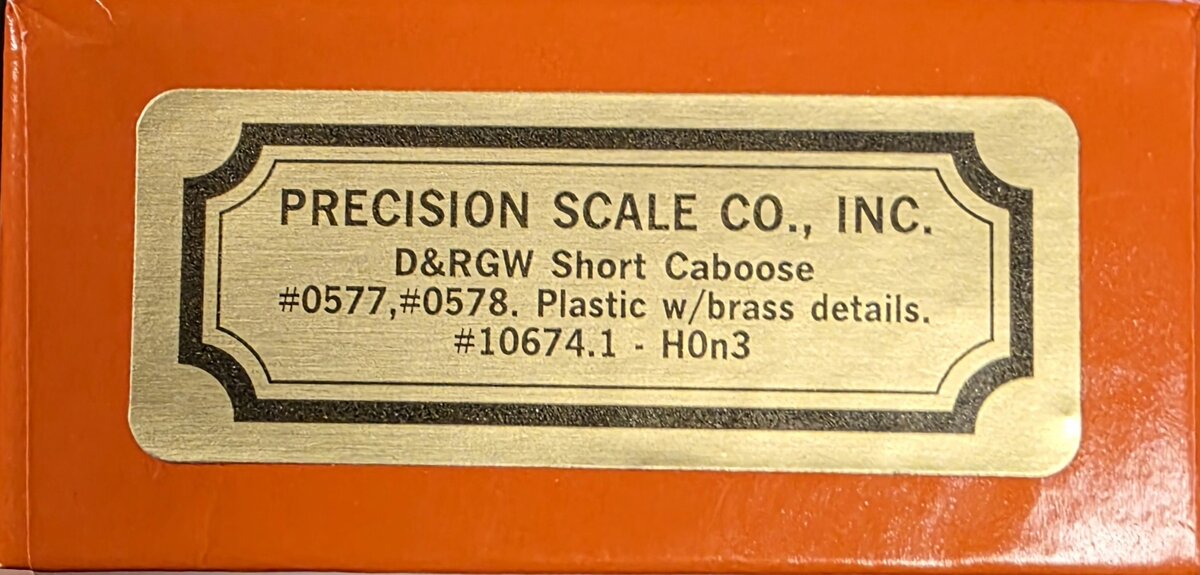 Precision Scale Co. 10674.1 HOn3 Denver & Rio Grande Western Short Caboose Kit