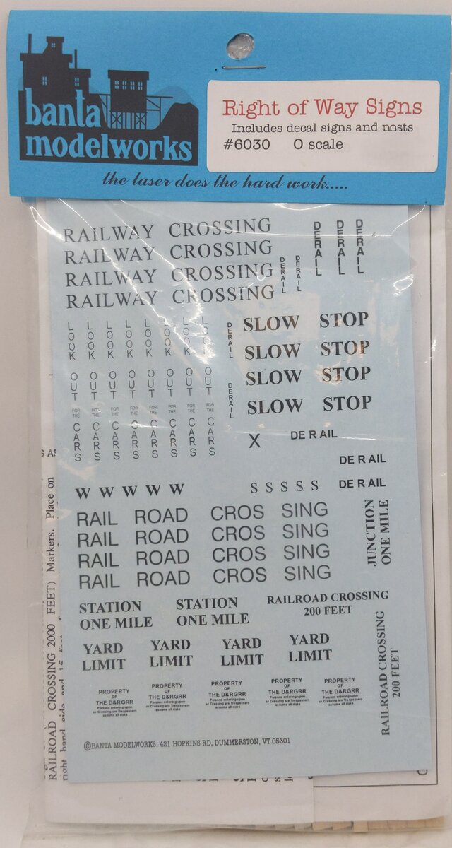 Banta Model Works 6030 Right of Way Signs O Scale