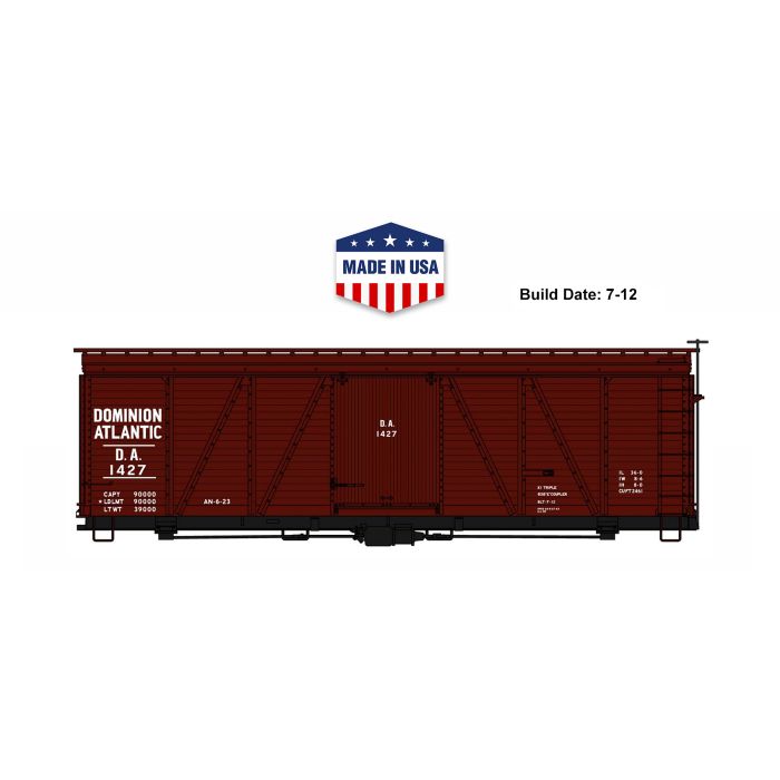 Accurail 1188 HO Dominion & Atlantic DA Fowler Wood Boxcar Kit