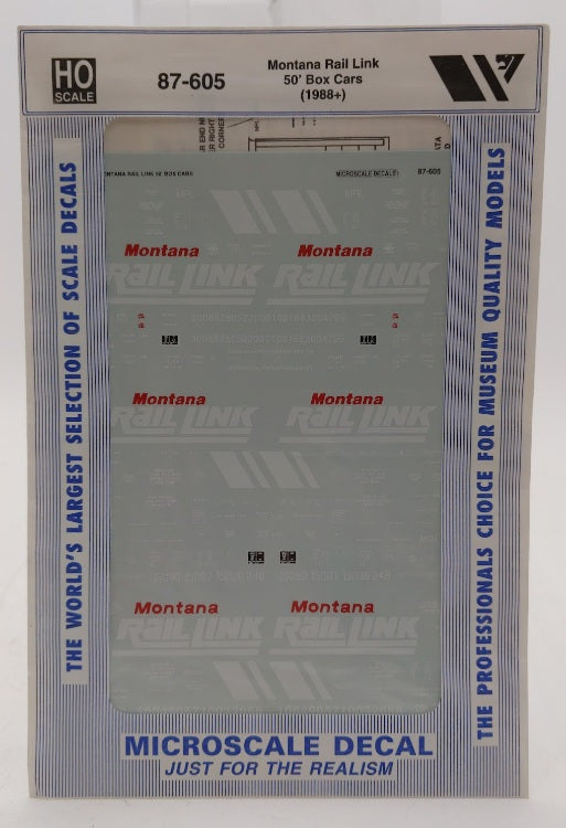 Microscale 87-605 HO Scale Montana Rail Link 50’ Box Cars Decals (1988+) Decal
