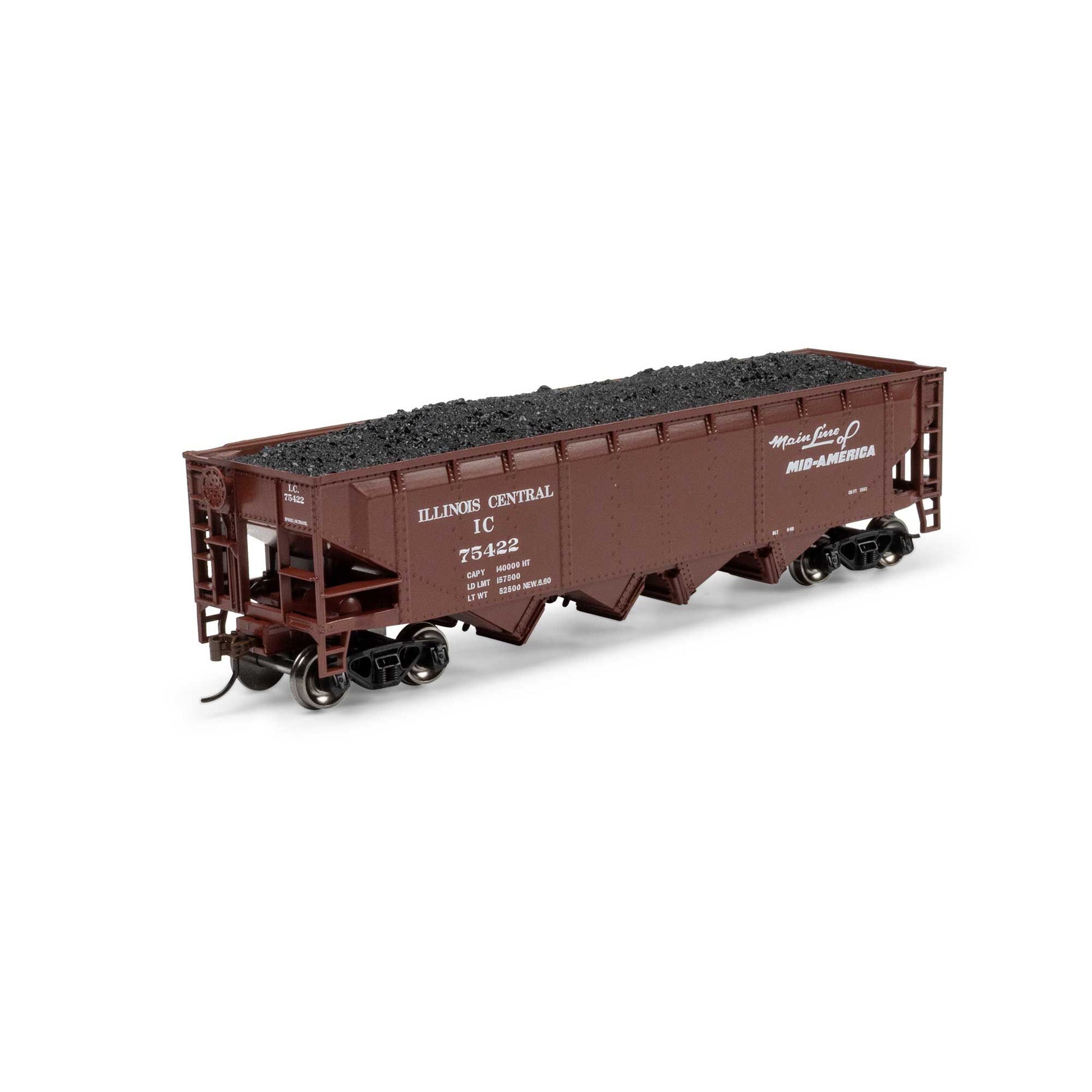 Athearn ATH-1581 HO Illinois Central 40' 4-Bay Offset Hopper with Load #75422