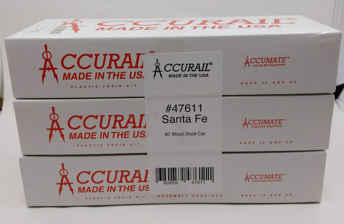 Accurail 4701.3 HO SF Wood Stock Car Kit #26510, 26479, 26384 (3pk)