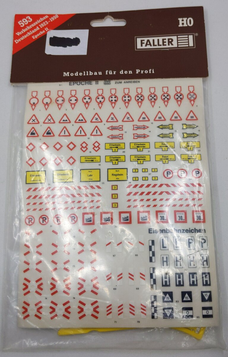 Faller 593 HO Scale Traffic Signs for Germany Period II Plastic Kit