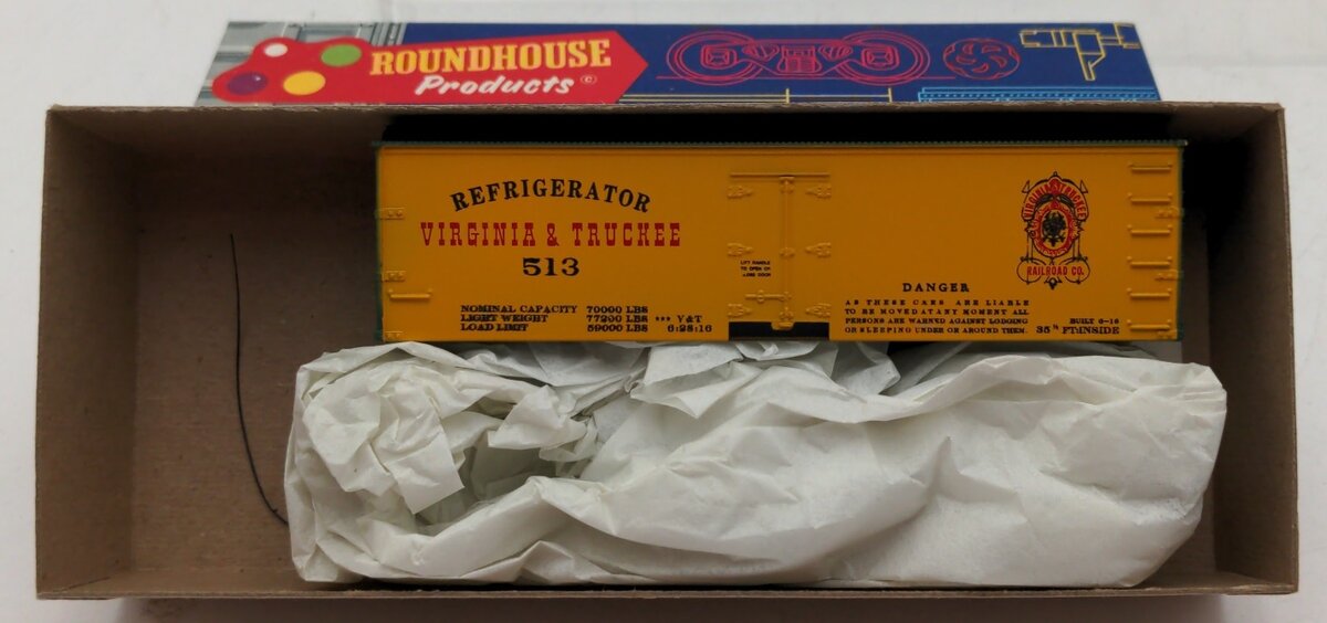 Roundhouse 3002 HO Virginia & Truckee 36' Refrigerator Car # 513 Kit