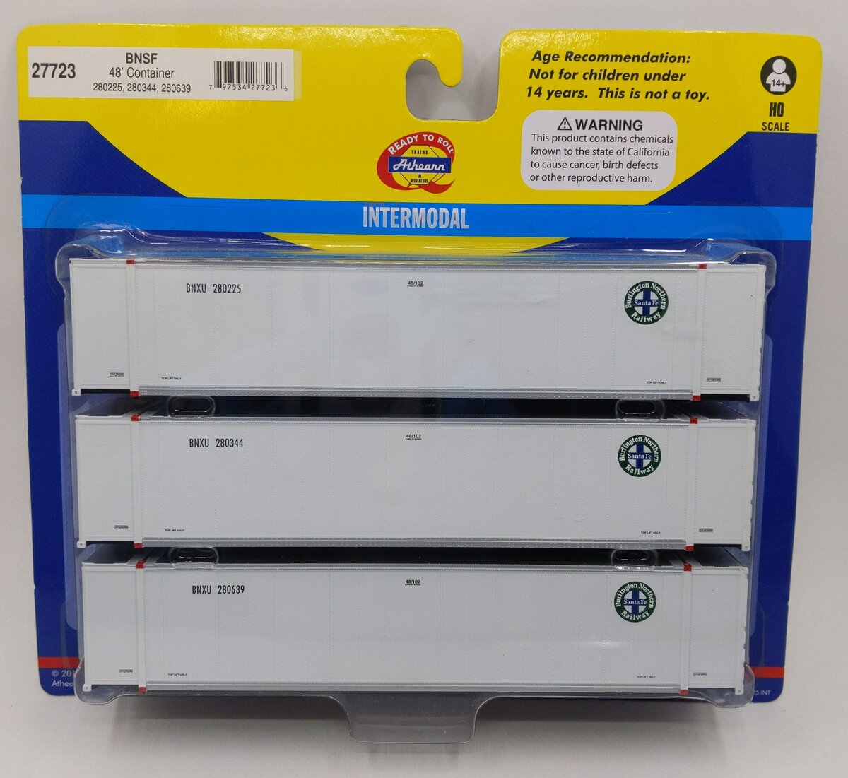 Athearn 27723 HO 48' Containers Burlington Northern 3pk