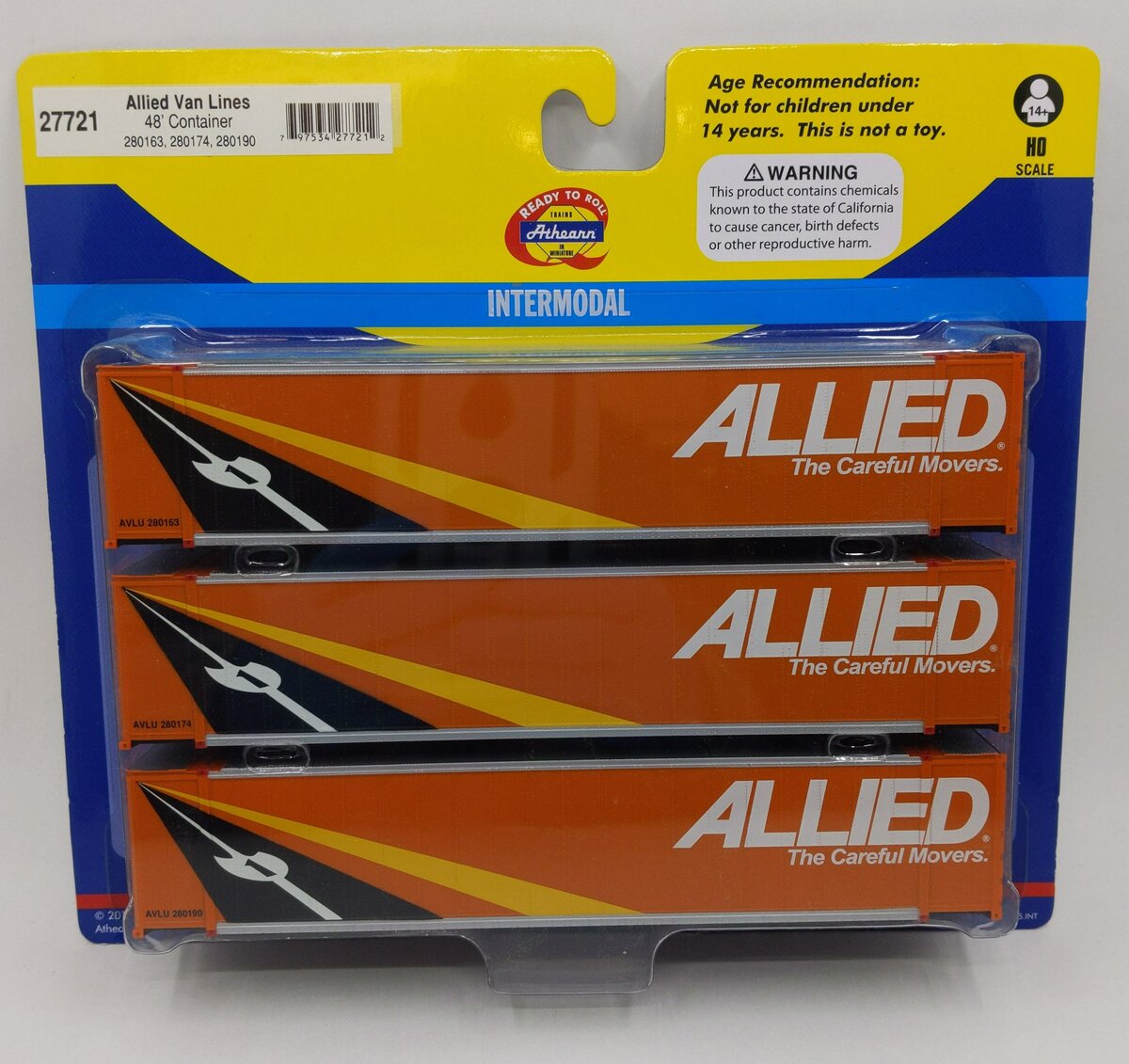 Athearn 27721 HO 48' Container Allied Van Lines 3 pack
