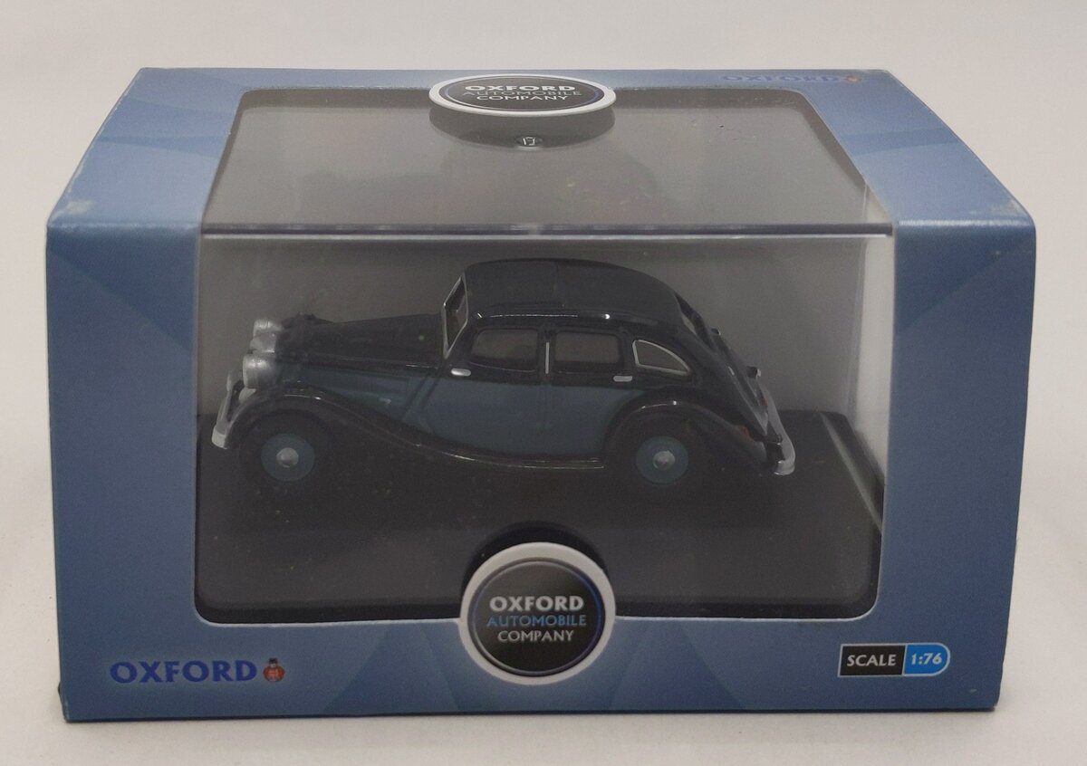 Oxford Diecast 76RK005 1/76 Scale Riley 12/4 Kestrel Saloon - Blue / Black