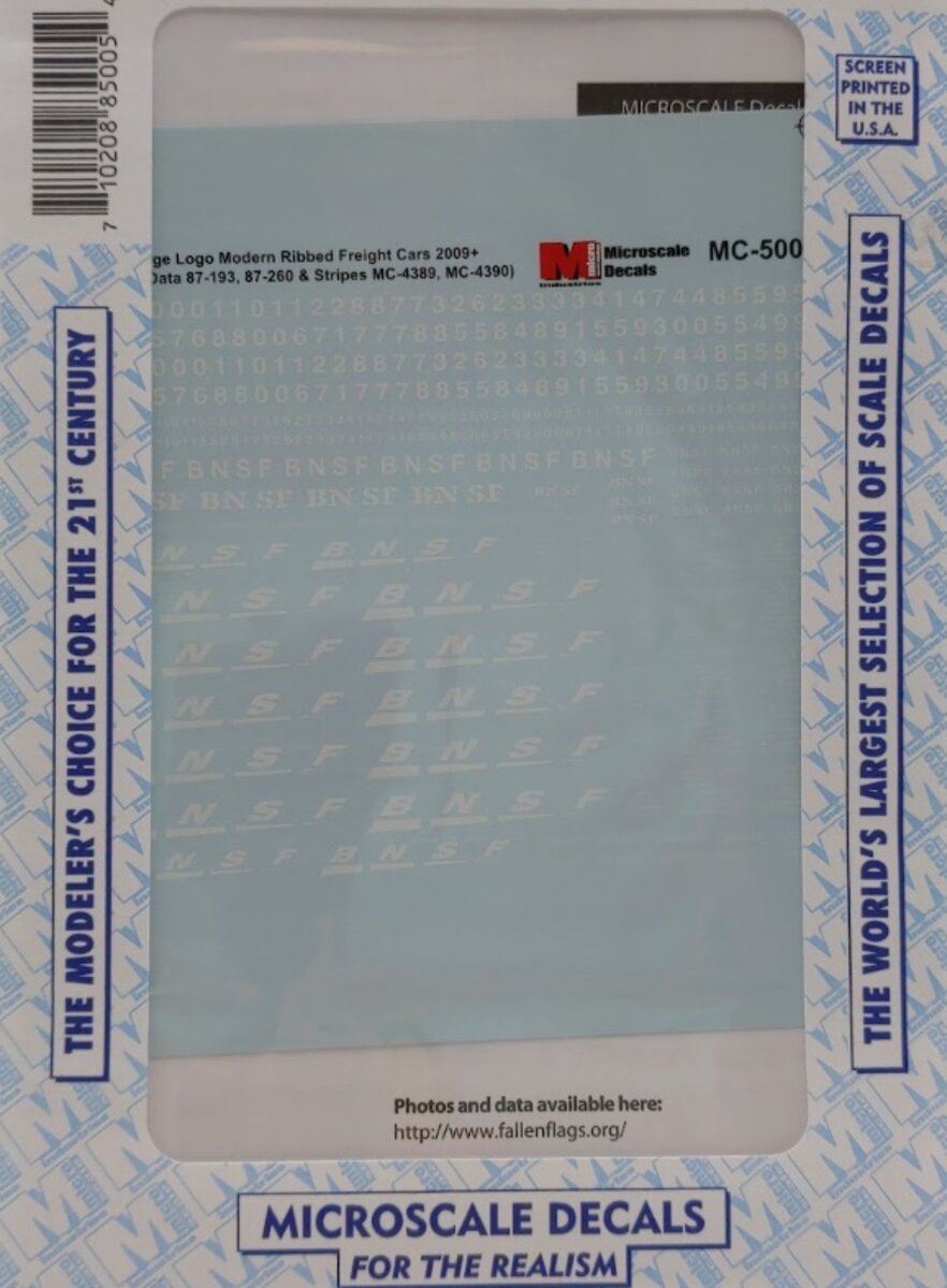 Microscale MC-5005 HO BNSF Wedge Logo Modern Ribbed Freight Cars 2009+ 2 Sizes
