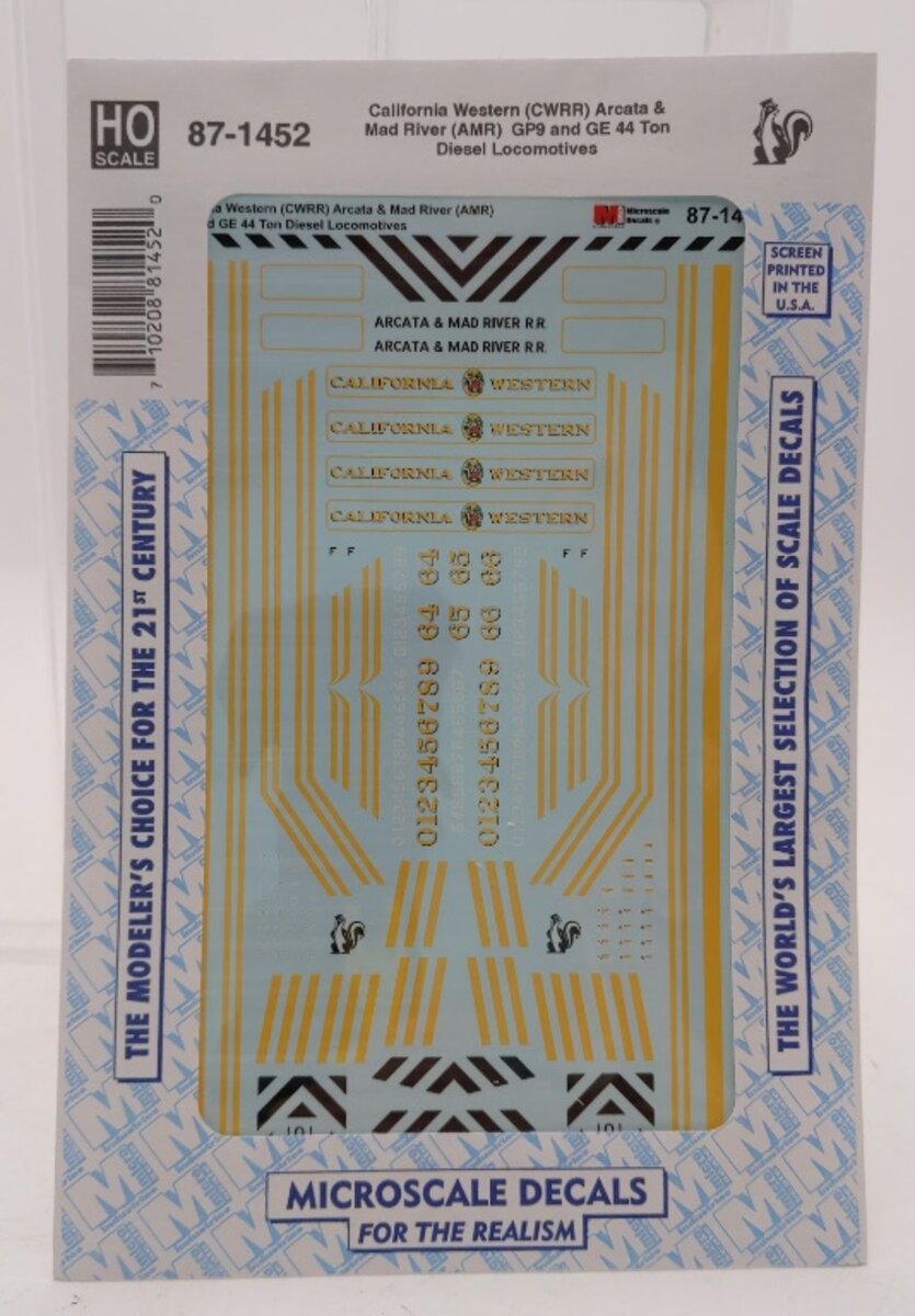Microscale 87-1452 HO Scale CWRR / AMR GP9 & GE 44 Ton Diesel Locomotives Decal