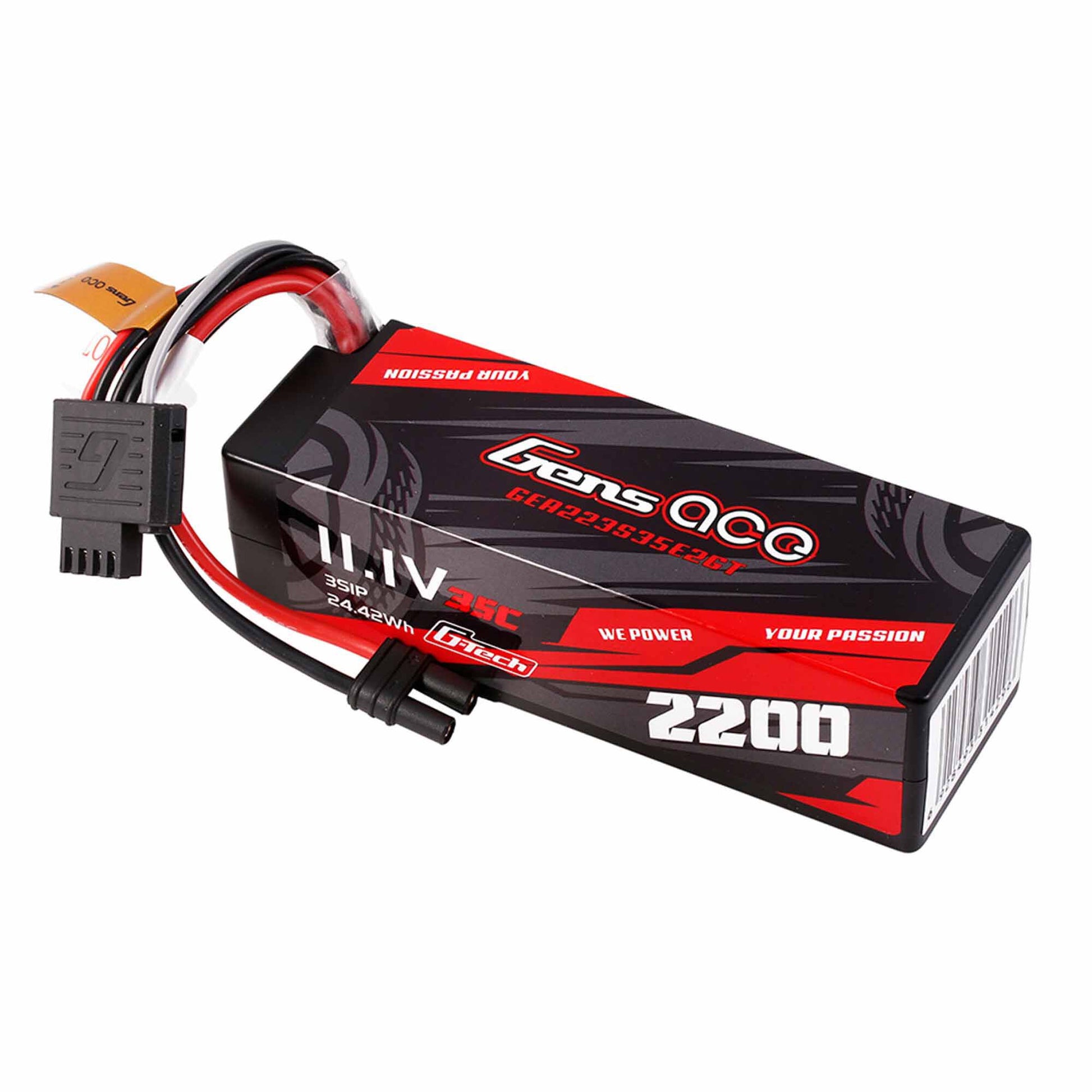 Gens Ace 223S35E2GT 11.1V 2200mAh 3S 35C Hardcase G-Tech LiPo Battery: IC2