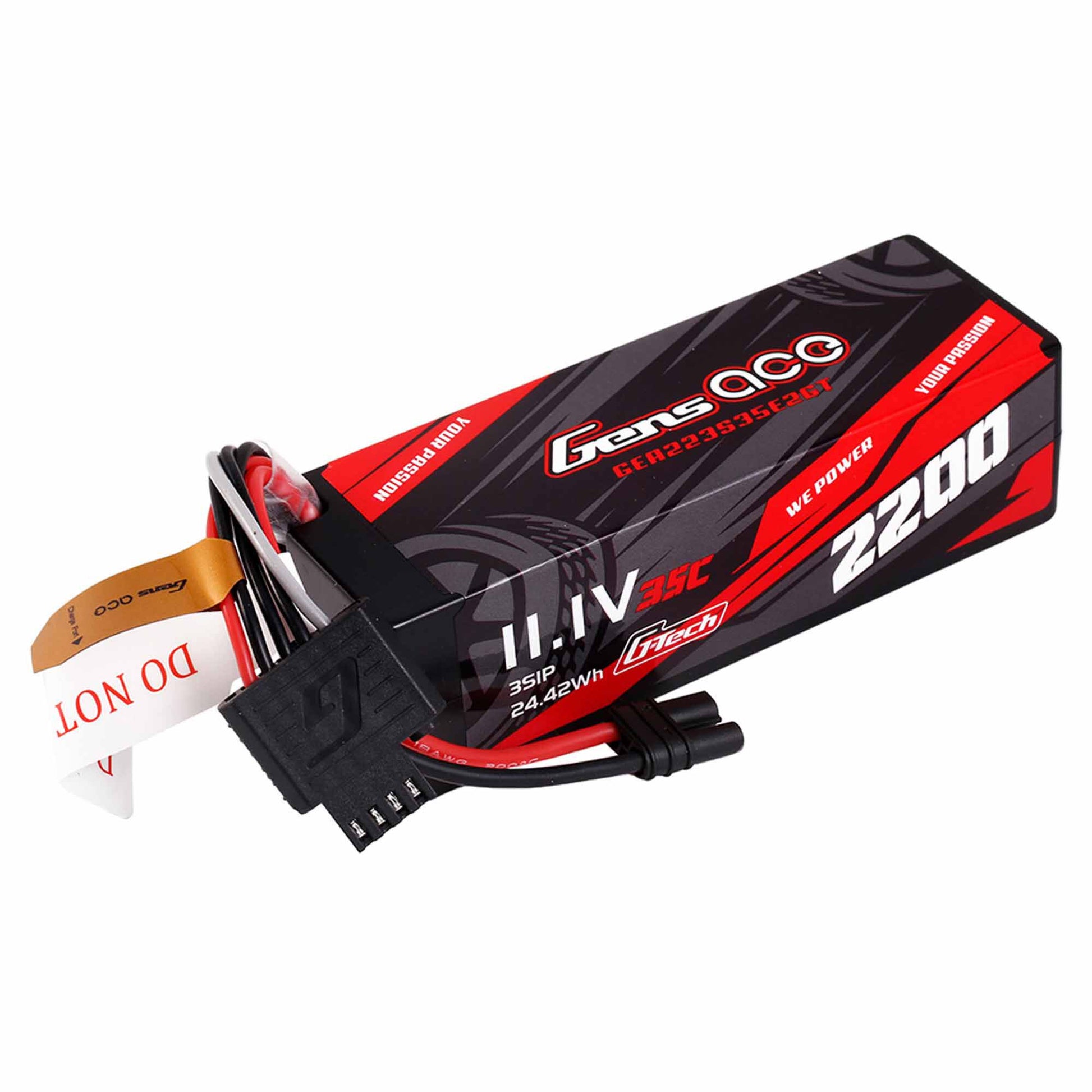 Gens Ace 223S35E2GT 11.1V 2200mAh 3S 35C Hardcase G-Tech LiPo Battery: IC2