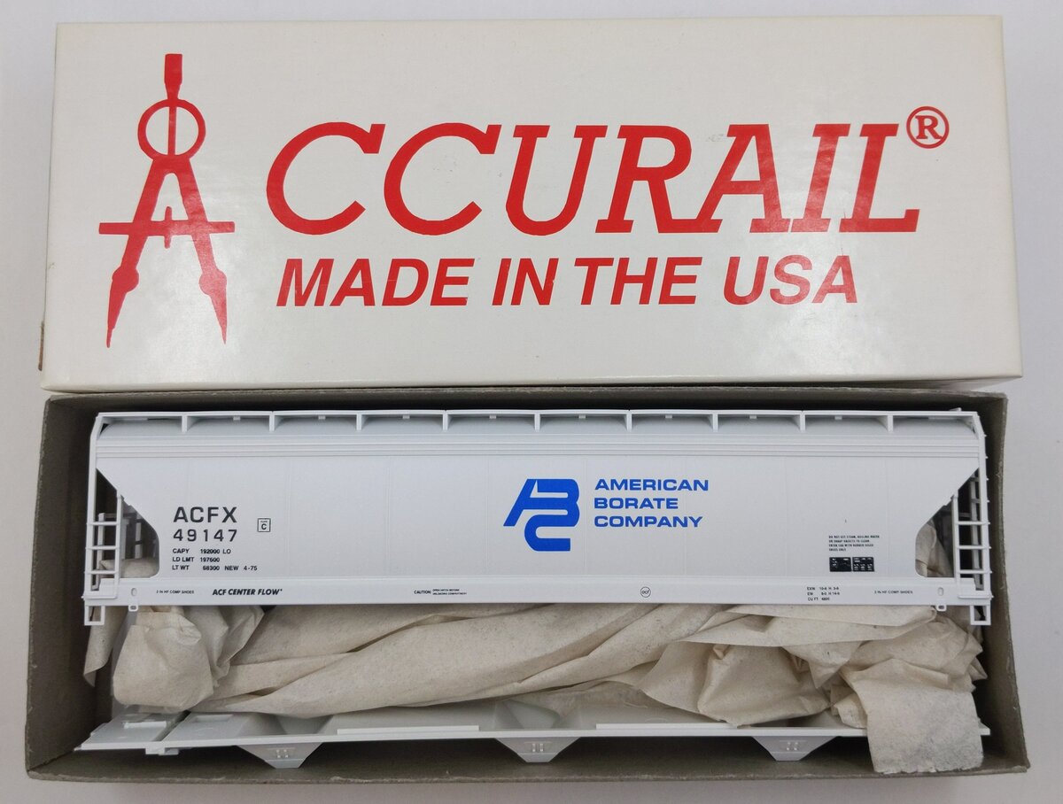 Accurail 1574 HO American Borate ACF 3-Bay CVD Hopper Kit #49147