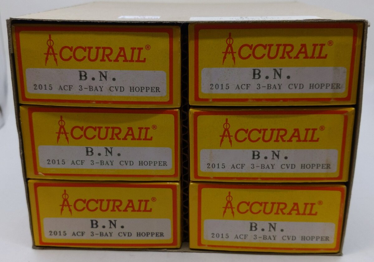 Accurail 2015 HO Burlington Northern 3-Bay Covered Hopper Kits 6pk