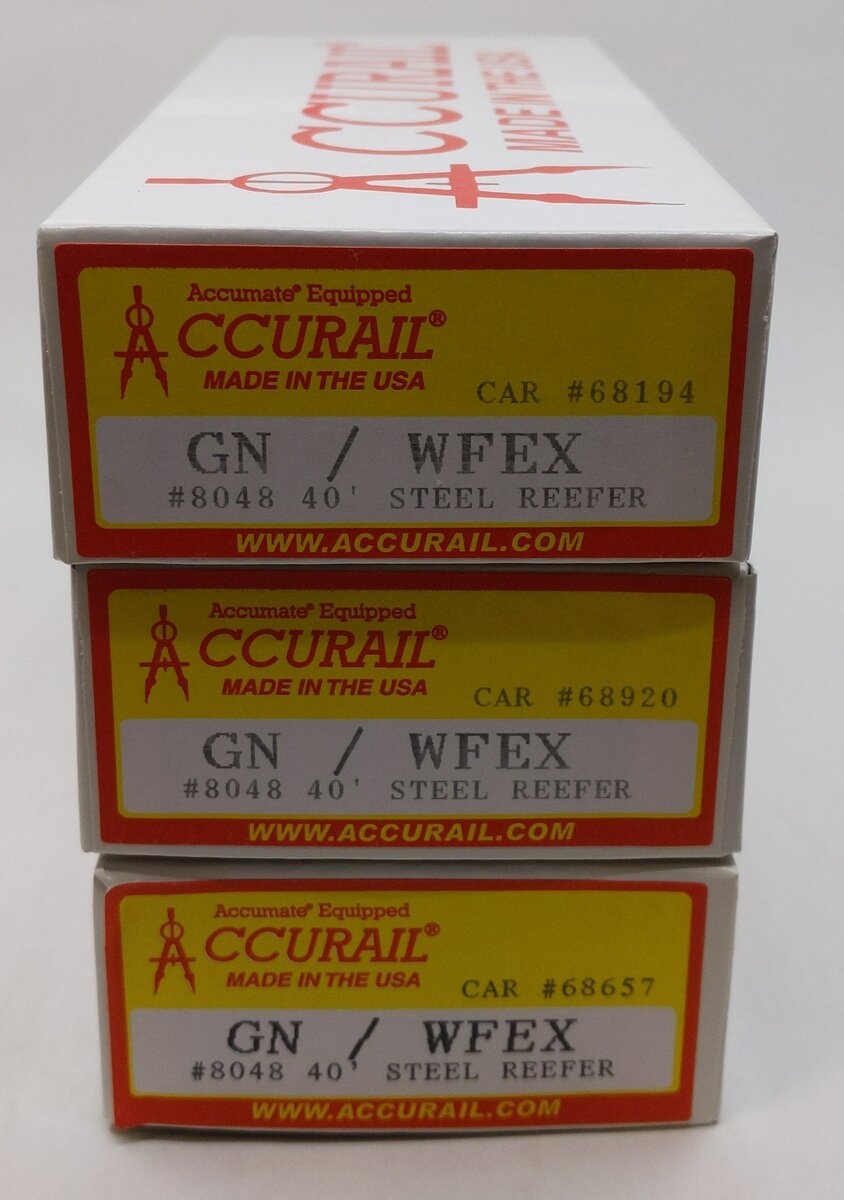 Accurail 8048 HO Scale Great Northern/WFEX 40' Steel Reefer Kits (Set of 3)