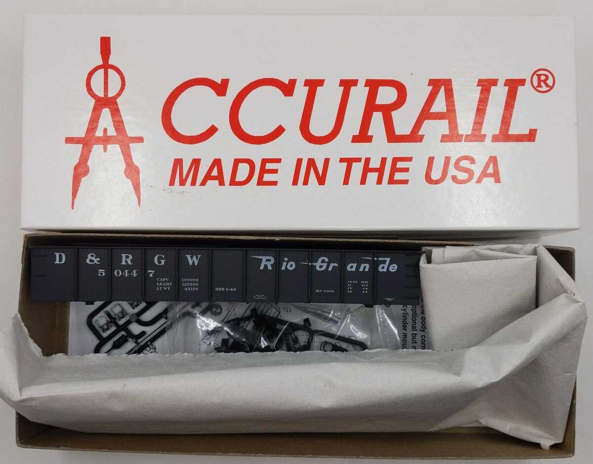 Accurail 3751 HO D & RGW AAR 41' Steel Gondola Kit #50447