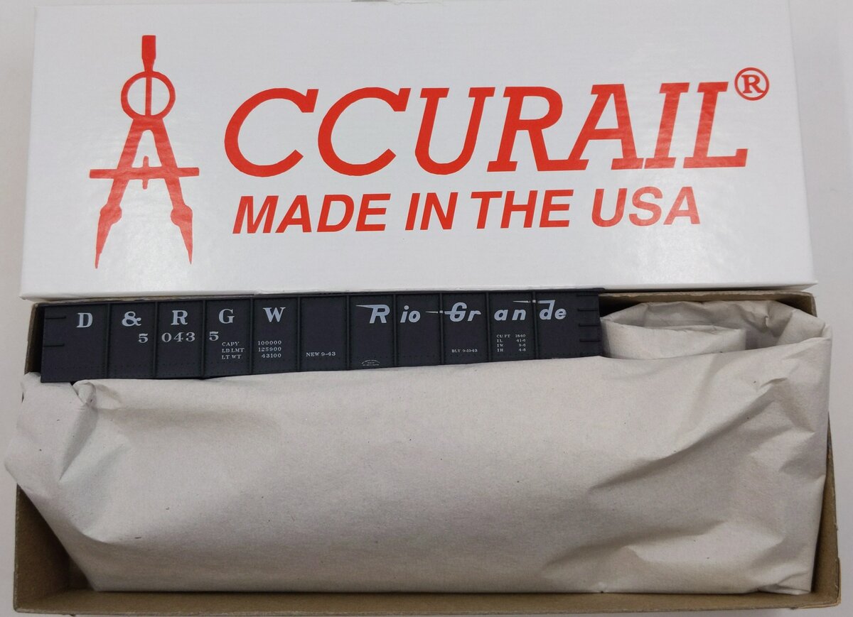 Accurail 3751 HO D & RGW AAR 41' Steel Gondola Kit #50435