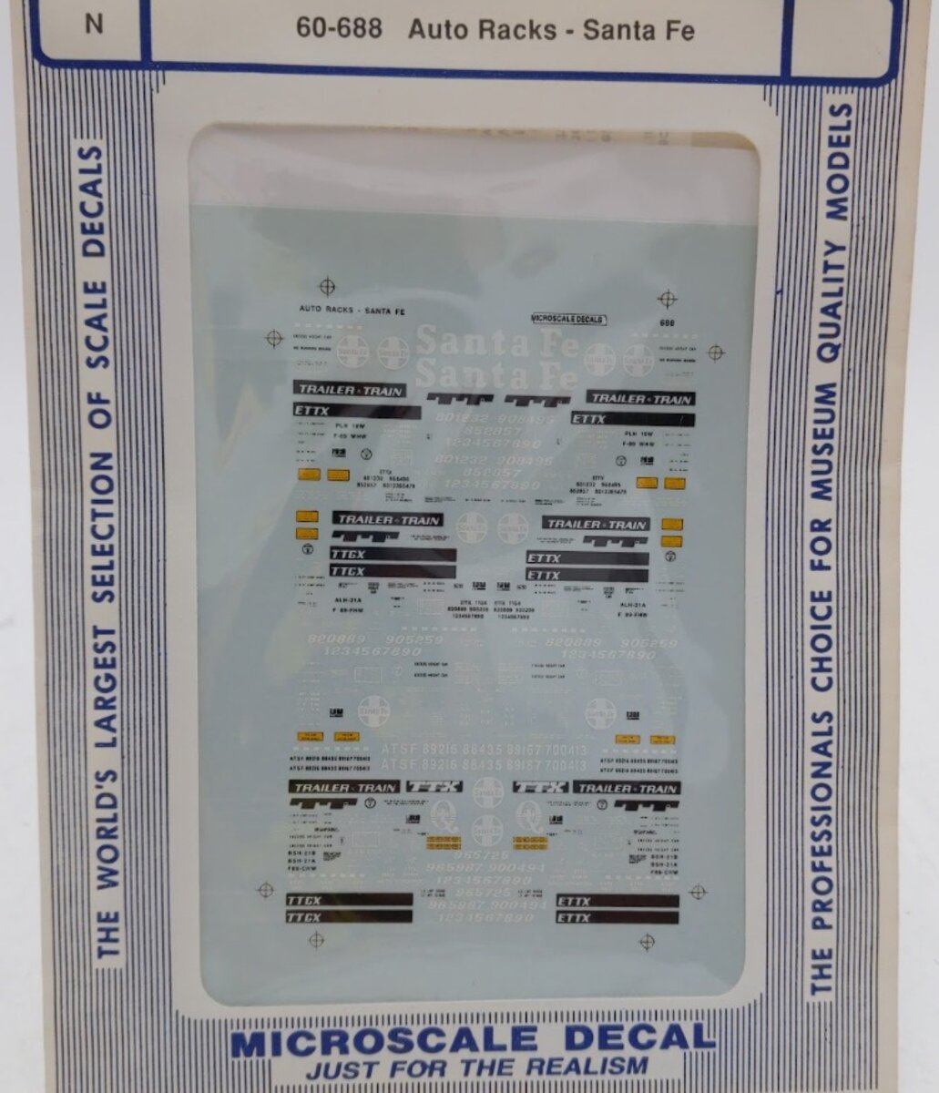 Microscale 60-688 N Scale Santa Fe Freight-Autorack Decal Sheet