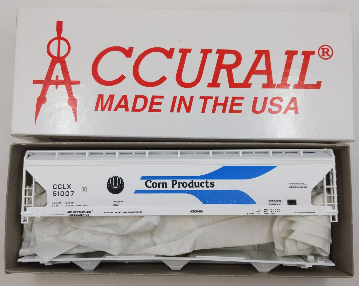 Accurail 3355 HO Corn Products 3 Bay Covered Hopper Kit #51007