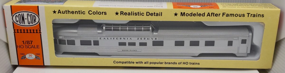 Con-Cor 0001-000776 HO California Zephyr 85' Observation Corrugated Sides Kit