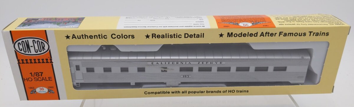 Con-Cor 0001-000726 HO 85' California Zephyr Dining Car Corrugated Sides Kit