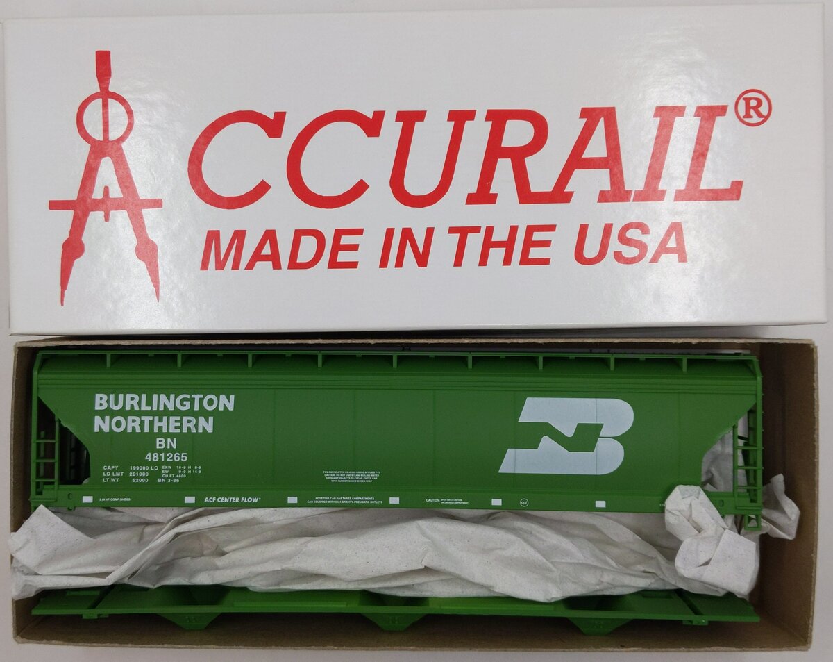 Accurail 3356 HO Burlington Northern 3-Bay Covered Hopper Kit #481265