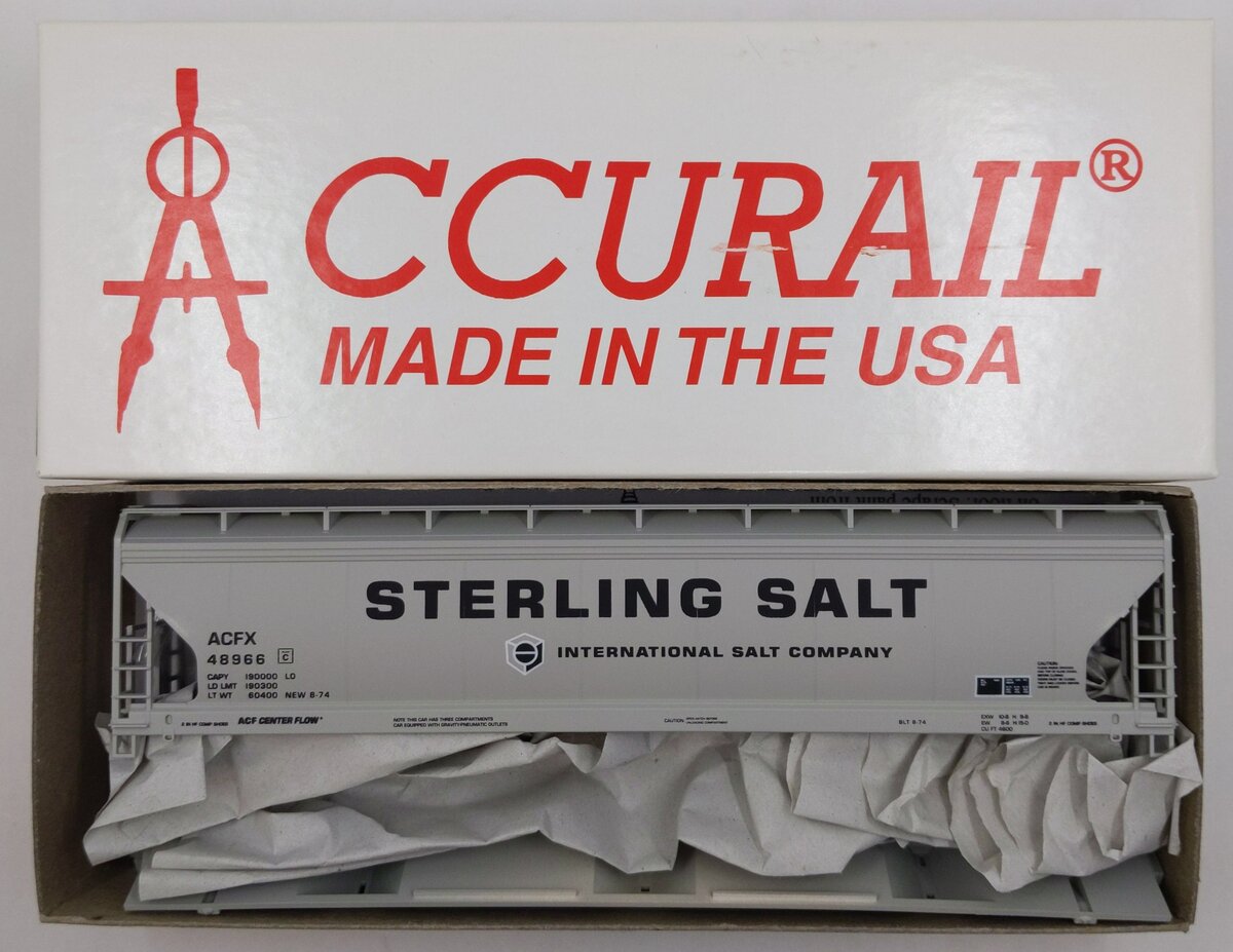 Accurail 2063 HO Sterling Salt ACF 3-Bay Covered Hopper Kit #48966