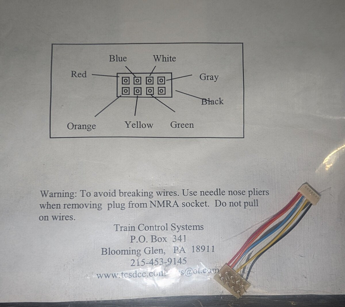 Train Control Systems MC-SH 7-Wire Mini Short Harness w/9 Pin Plug