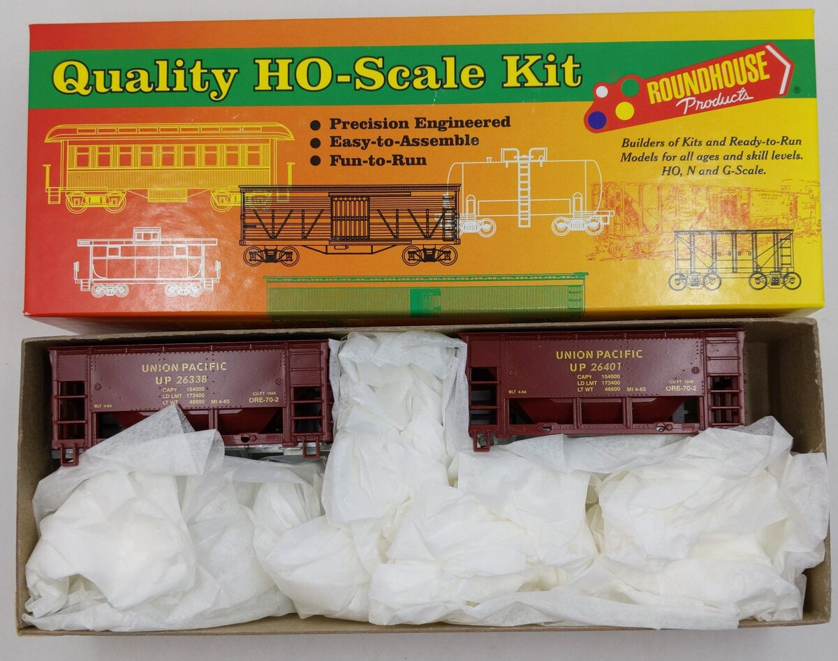 Roundhouse 14207 HO Union Pacific 22' ORE Side Car 2 pk #'s 26338, 26401