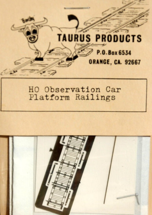 Taurus Products 104 HO Scale Observation Car Platform Railings Brass Kit