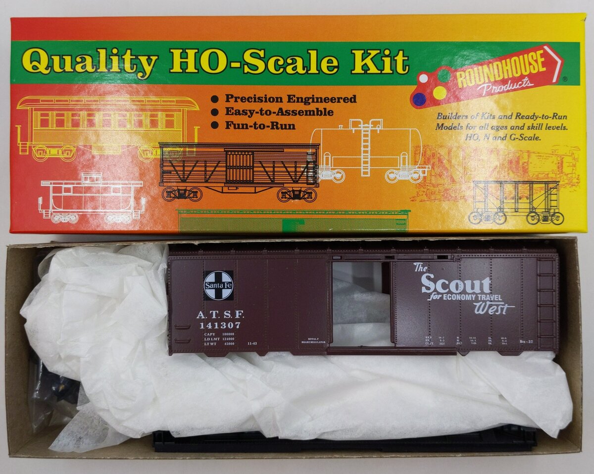 Roundhouse 07894 HO Santa Fe Scout 40' AAR Boxcar # 141307 Kit