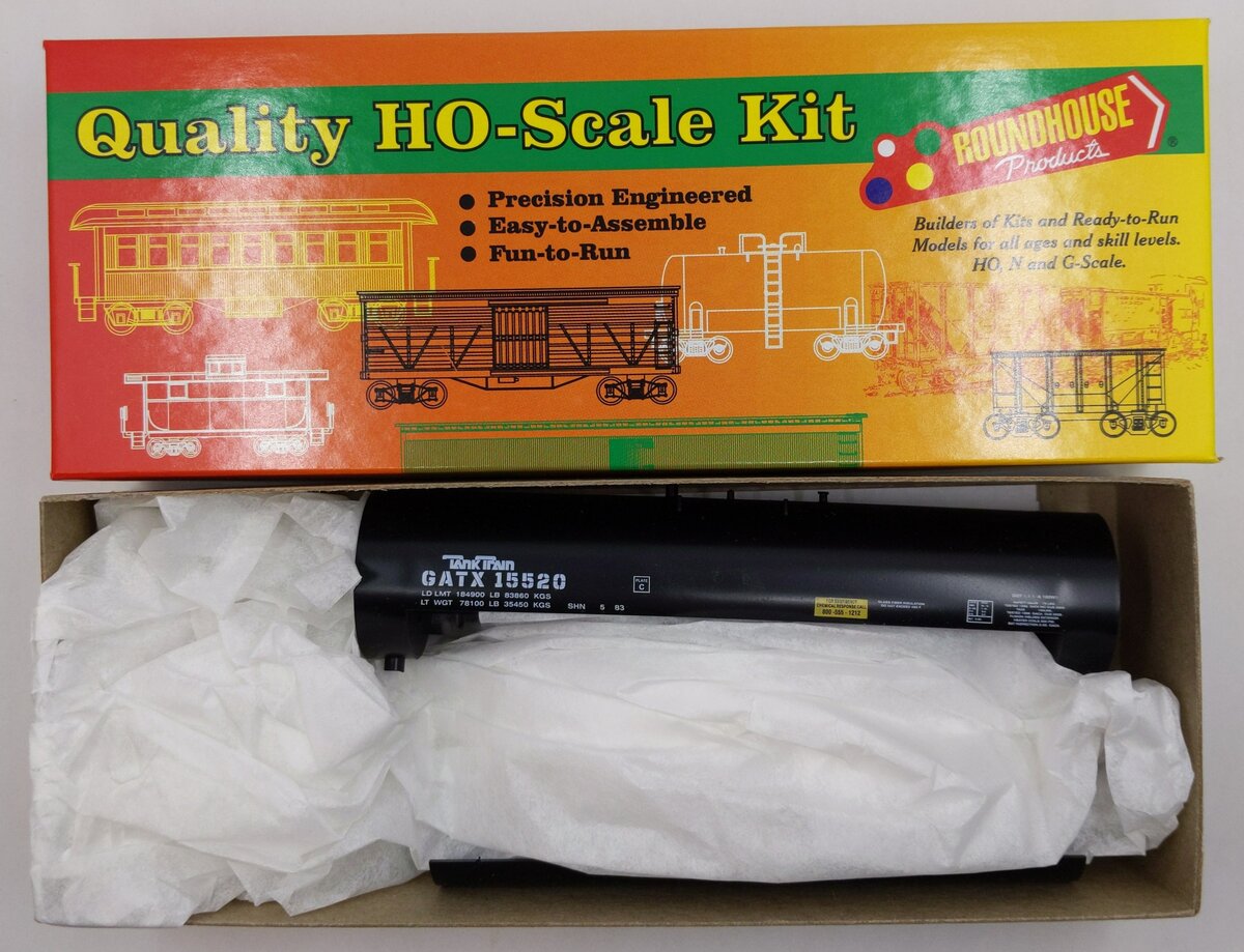 Roundhouse 1393 HO GATX 50' Train Tank Boxcar Kit #15520