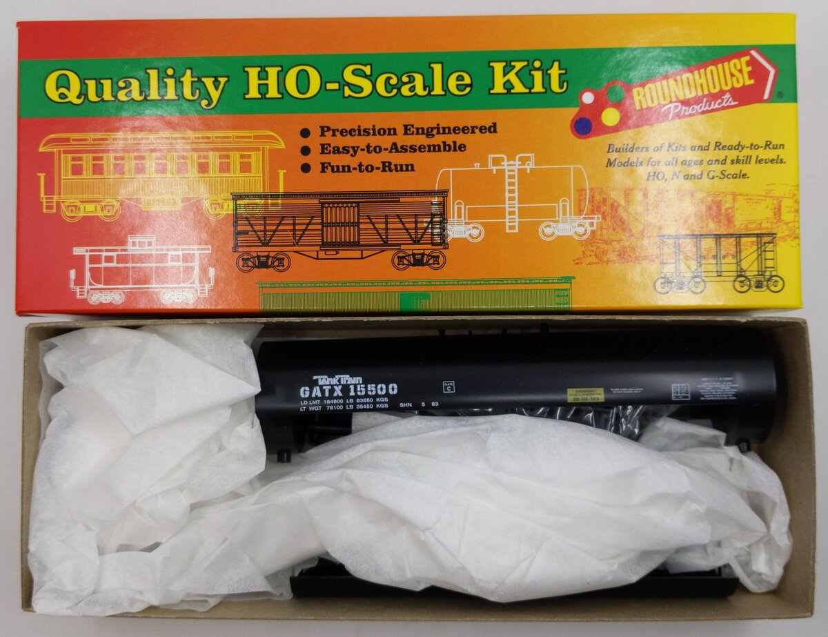 Roundhouse 1393 HO GATX 50' Train Tank Boxcar Kit #15500