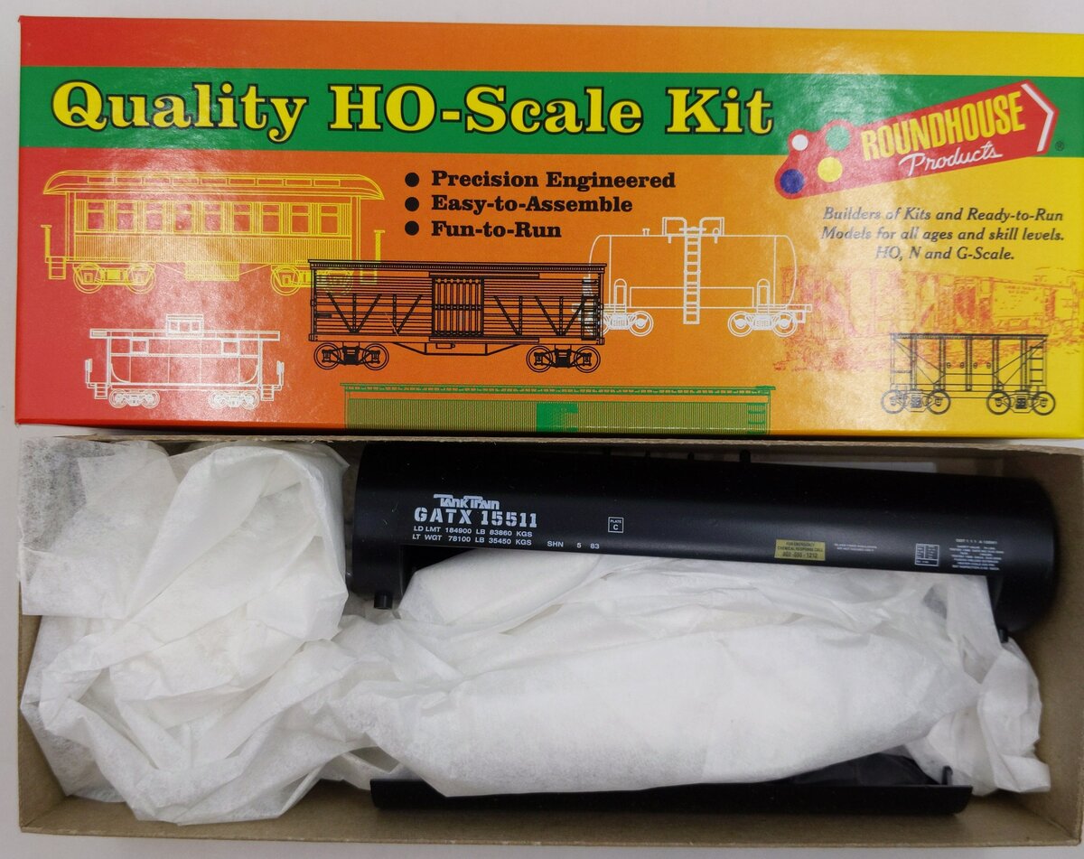 Roundhouse 1393 HO GATX 50' Train Tank Boxcar Kit #15511