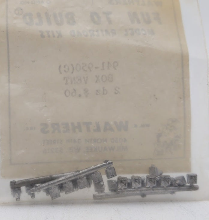 Walthers 941-950 HO Scale Box Vent White Metal Detail Parts (Pack of 24)