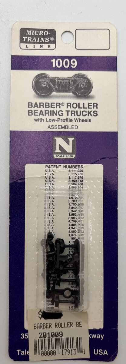 Micro-Trains 1009 N Barber Roller Bearing Trucks W/Low Profile/Wheels