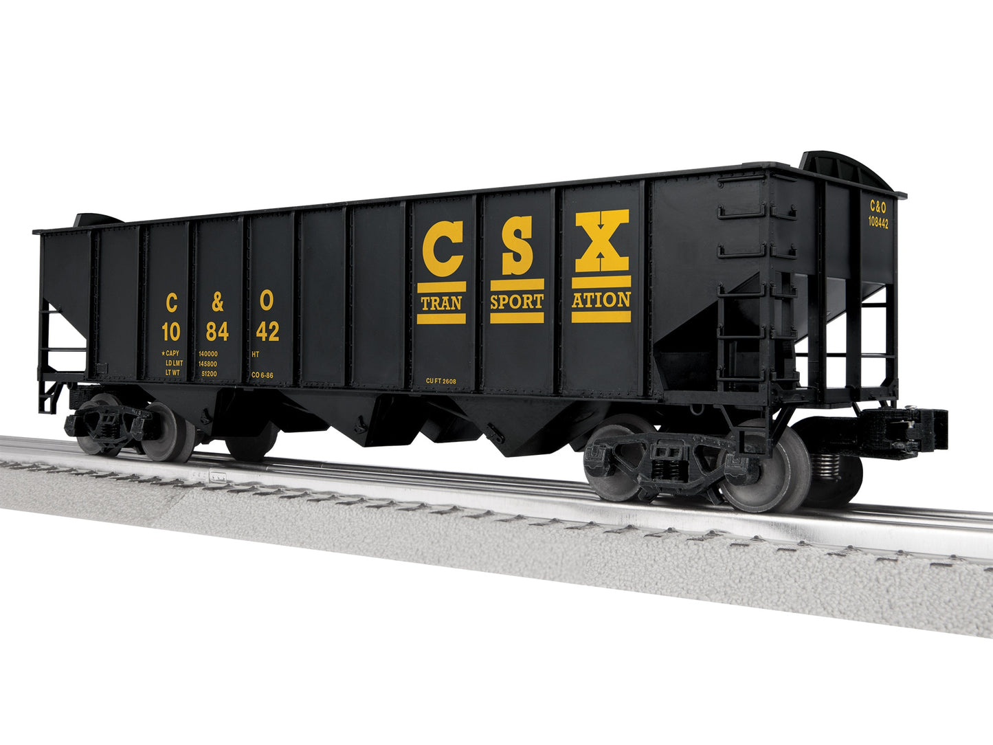 Lionel 2542229 O CSX 3-Bay Hopper with Peaked Ends #108442