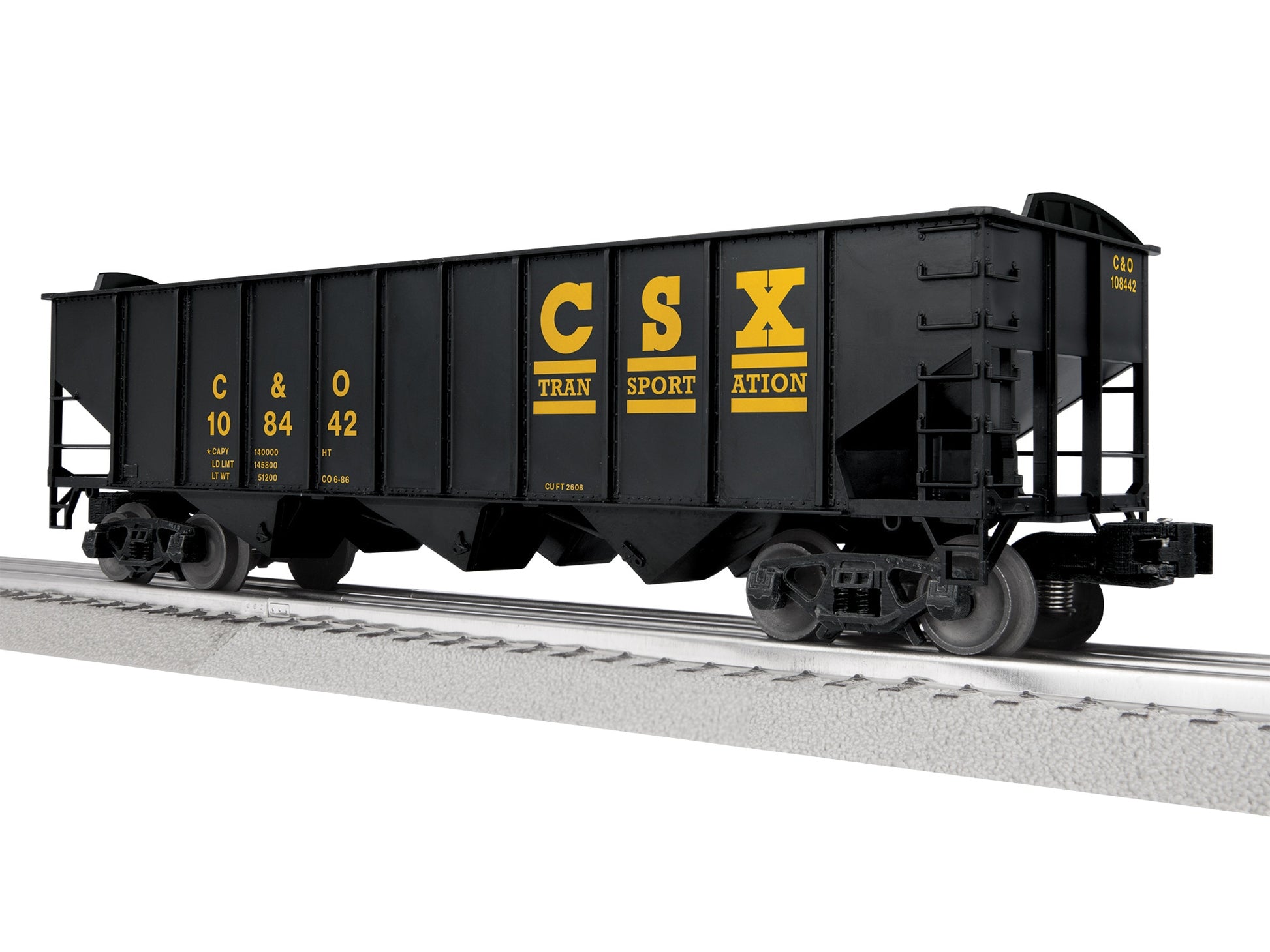 Lionel 2542229 O CSX 3-Bay Hopper with Peaked Ends #108442