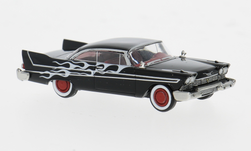 Brekina Automodelle 19683 HO Black with Flames 1958 Plymouth Fury