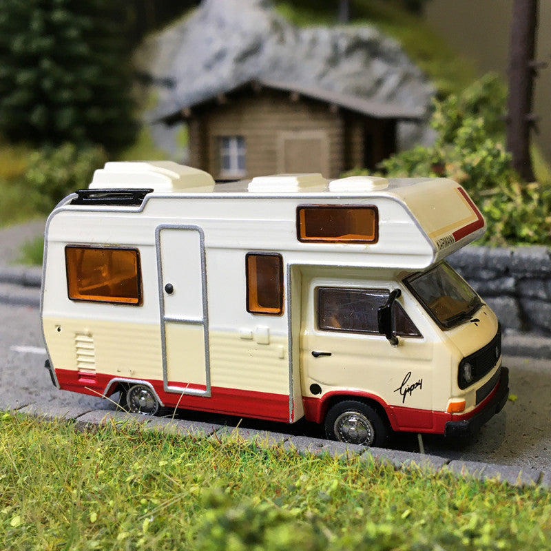 Brekina Automodelle 33975 HO White, Tan, Brown VW T3 Karmann Gipsy Camper
