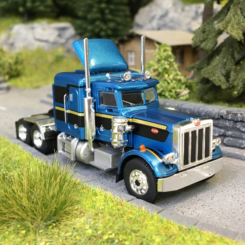 Brekina Automodelle 85718 HO 2-Tone Blue 1973 Peterbilt 359 Sleeper-Cab Tractor