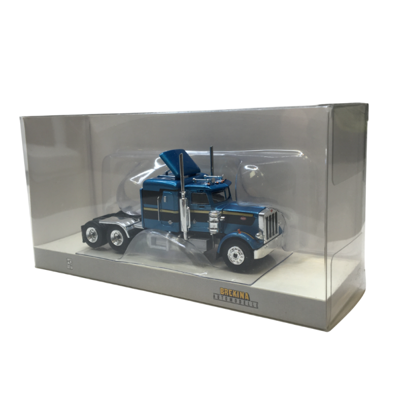 Brekina Automodelle 85718 HO 2-Tone Blue 1973 Peterbilt 359 Sleeper-Cab Tractor