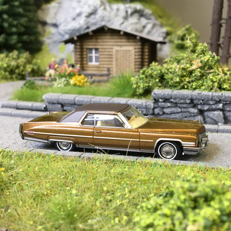 Brekina Automodelle 18130 HO Metallic Brown, Black 1972 Cadillac Coupe de Ville