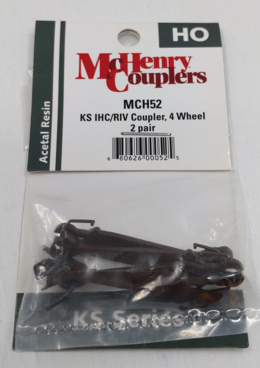 McHenry Couplers MCH52 HO Knuckle Spring IHC/IRV Couplers / 4 Wheel (Pack of 2)